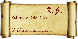 Kubatov Júlia névjegykártya